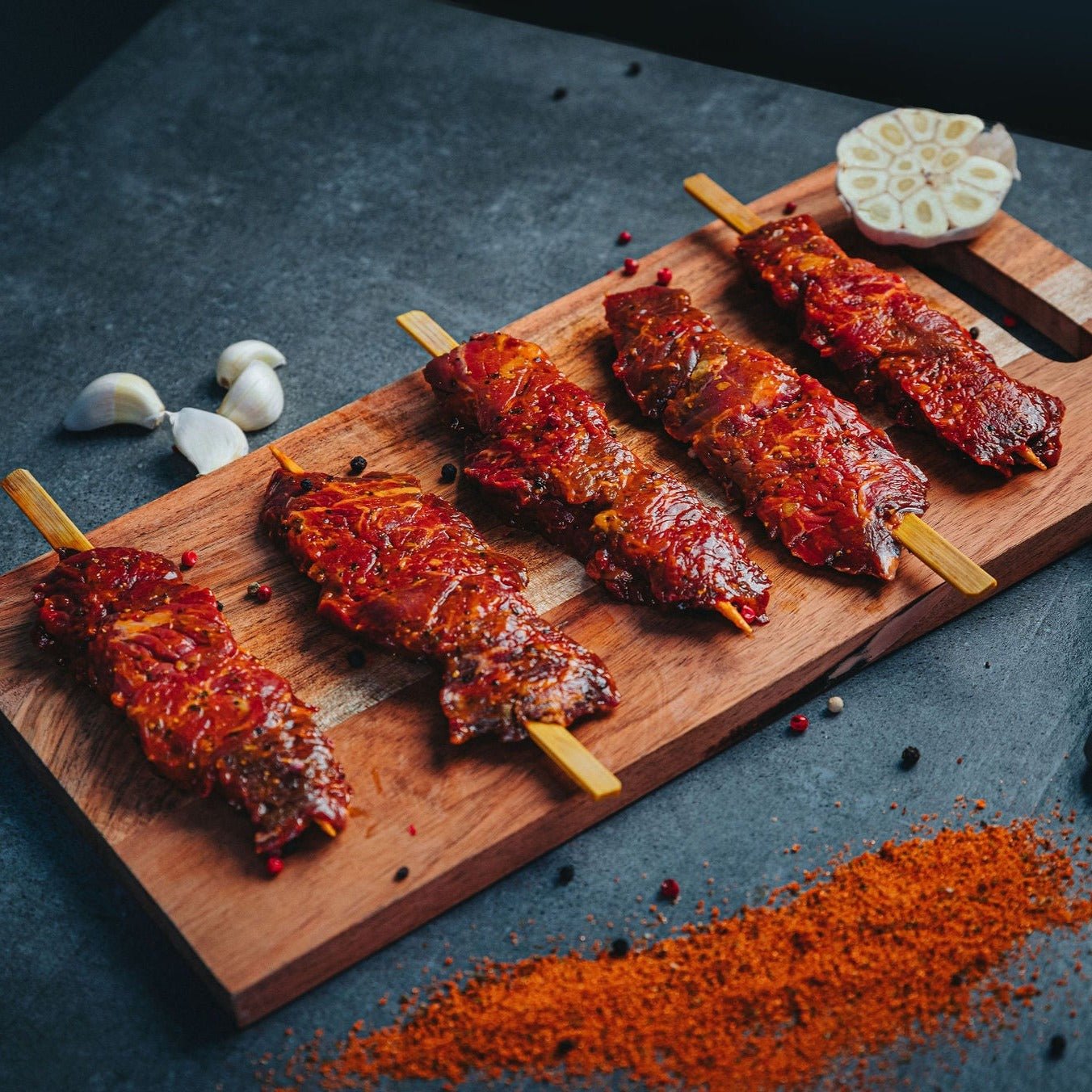 Flap Meat Spyd m. Black Garlic Marinade - 15x100g